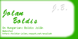 jolan boldis business card